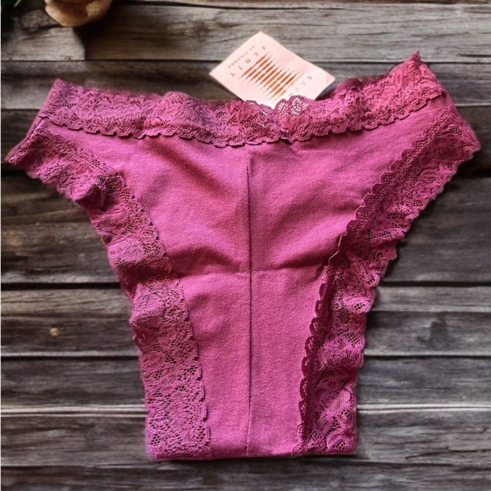NWT Savage X Fenty Cotton Essentials Lace-Trim Cheeky Panty XS